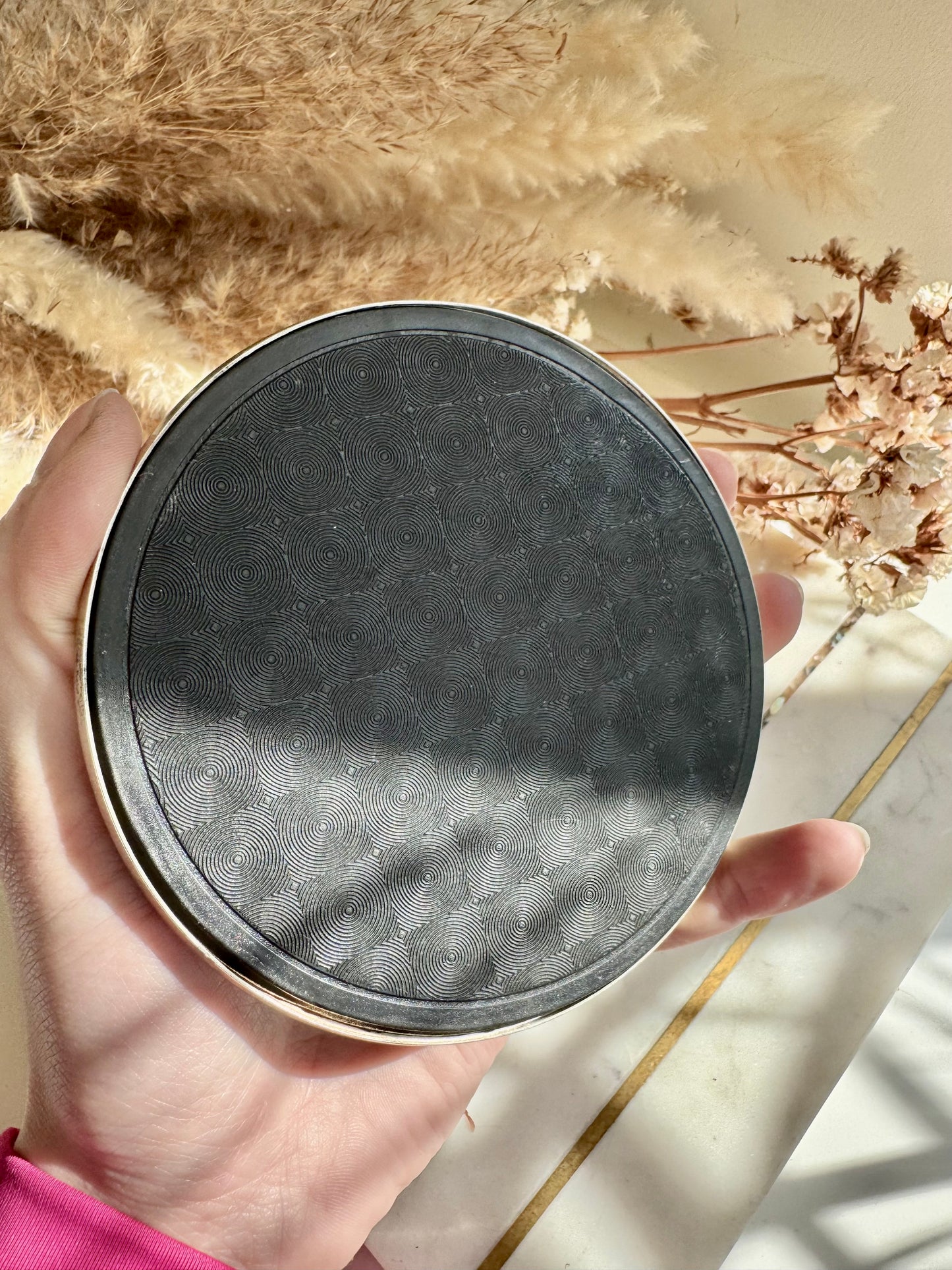 Set of 6 Vintage Silver Plated Drink Coasters with Etched Scrollwork and Rubber Backing