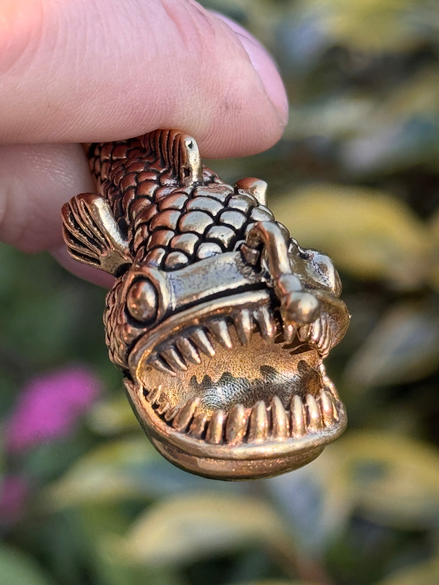 Brass Anglerfish Figurine – Deep Sea Monster Sculpture