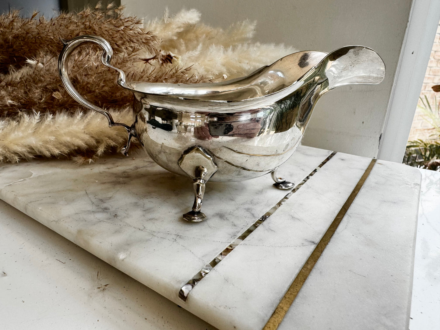 Antique English Silver-Plated Gravy Boat by James Dixon & Sons