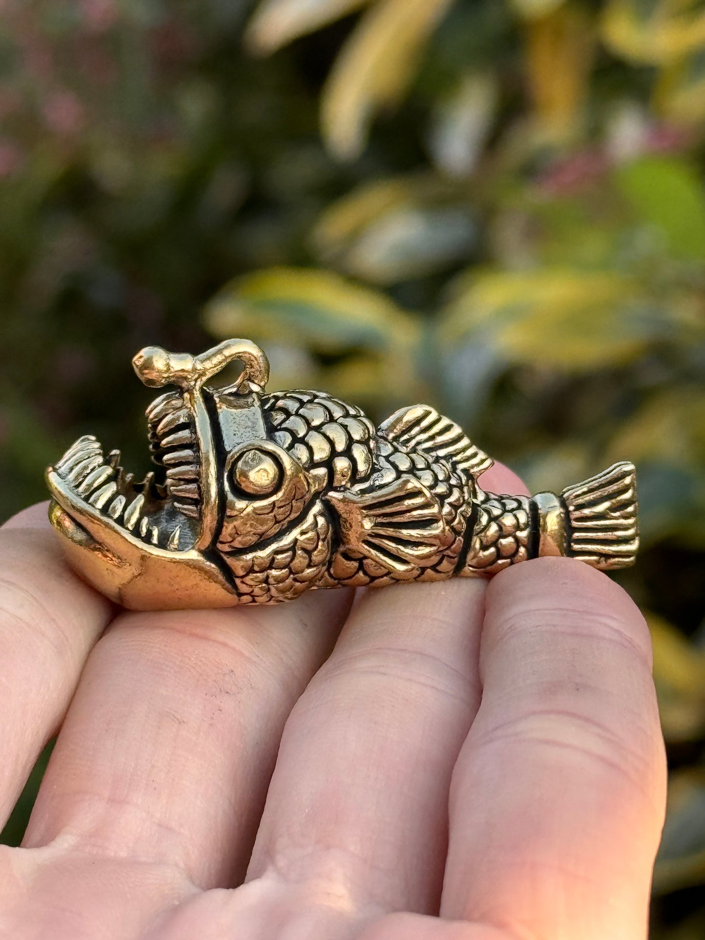 Brass Anglerfish Figurine – Deep Sea Monster Sculpture