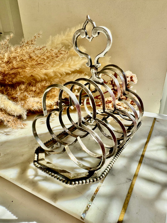 Antique Silver Plated Toast Rack by Harrison Brothers & Howson – 8 Slot, Ornate Handle, Sheffield c.1890