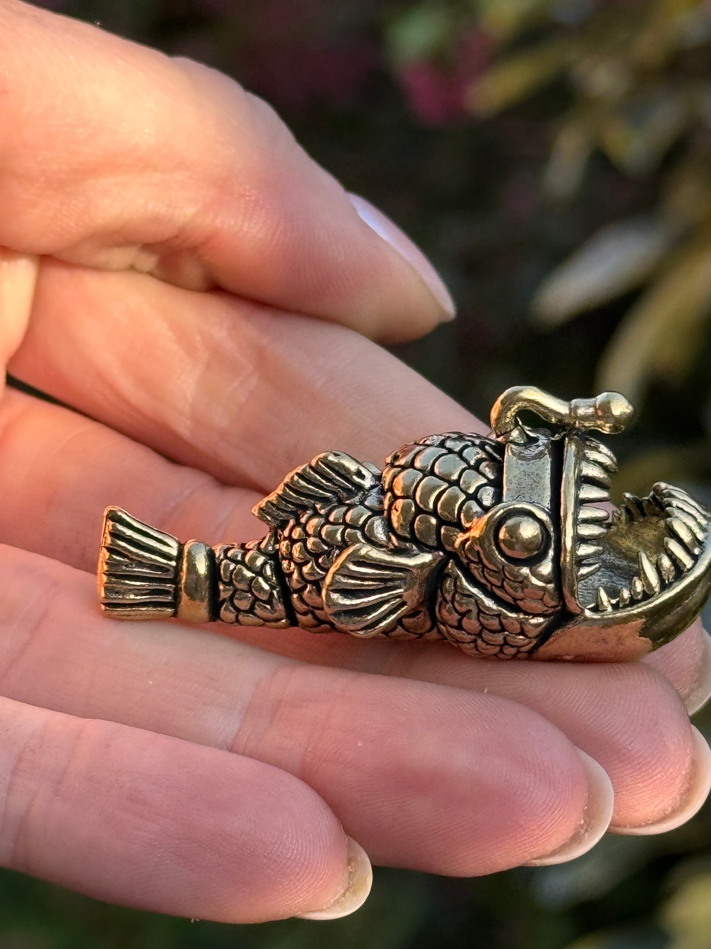 Brass Anglerfish Figurine – Deep Sea Monster Sculpture