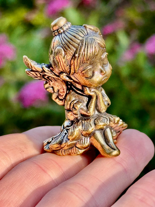 Whisper of a Dream, Brass Pixie Figurine – Sleeping Ballerina with Wings