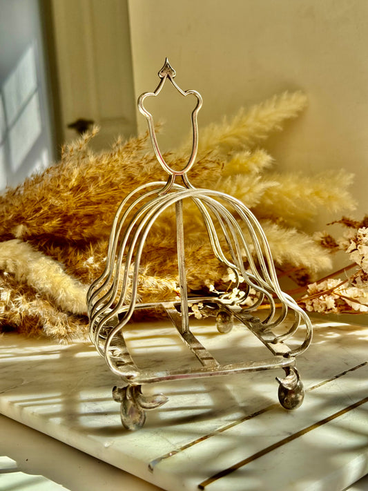 Antique Silver-Plated Toast Rack with Fleur-de-Lis Feet | James Deakin & Sons, Sheffield