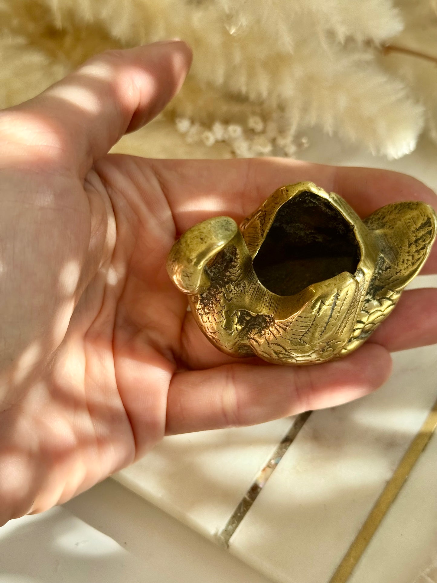 Miniature Brass Swan Match Strike Holder – Mid-Century English Decor