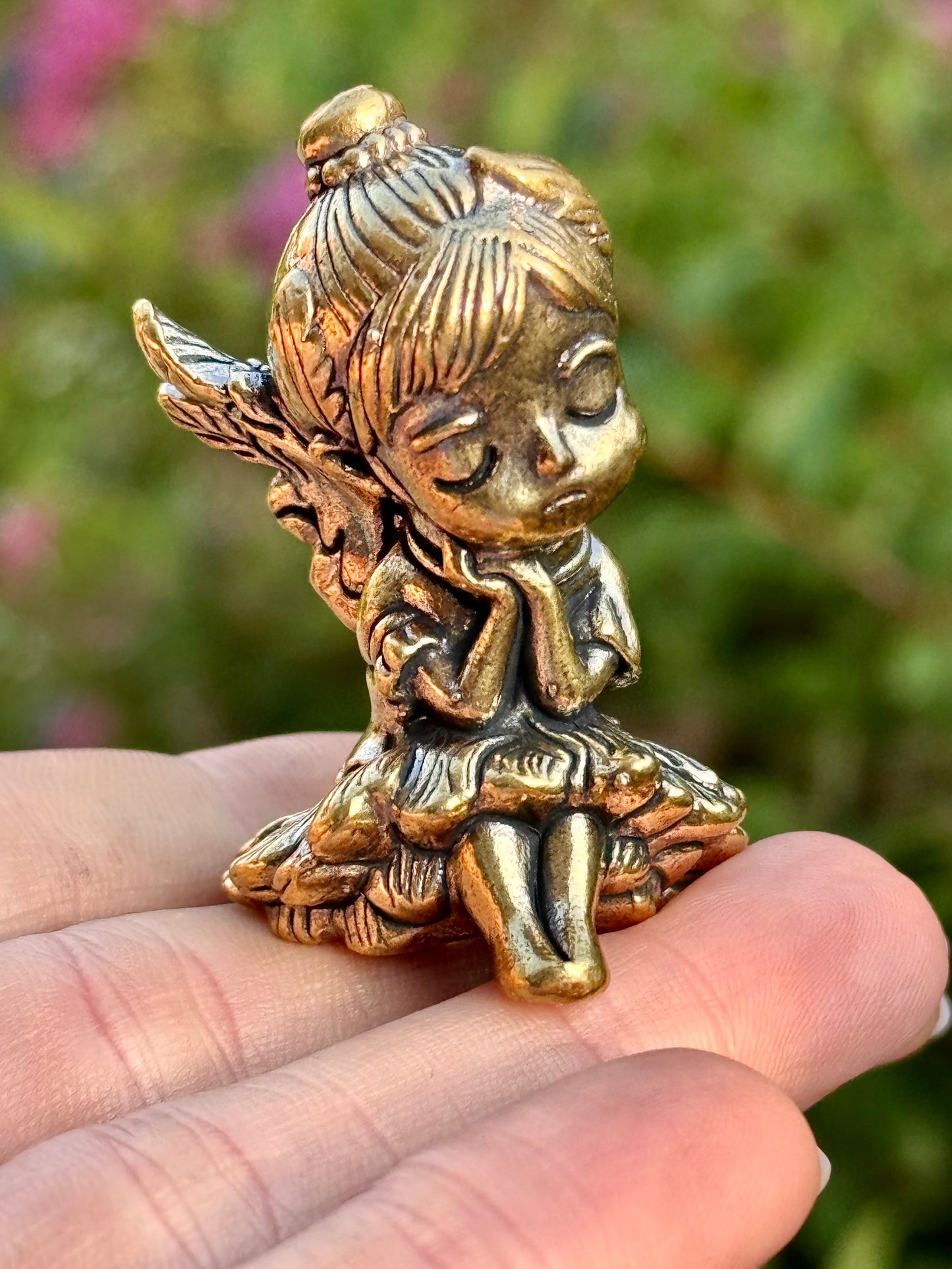 Whisper of a Dream, Brass Pixie Figurine – Sleeping Ballerina with Wings