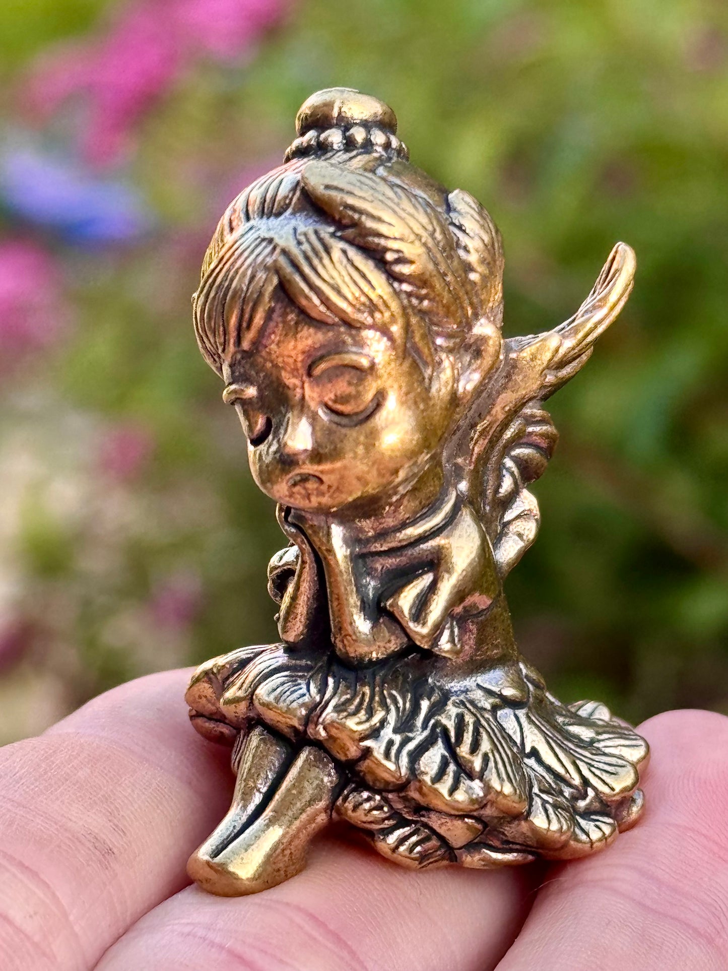 Whisper of a Dream, Brass Pixie Figurine – Sleeping Ballerina with Wings