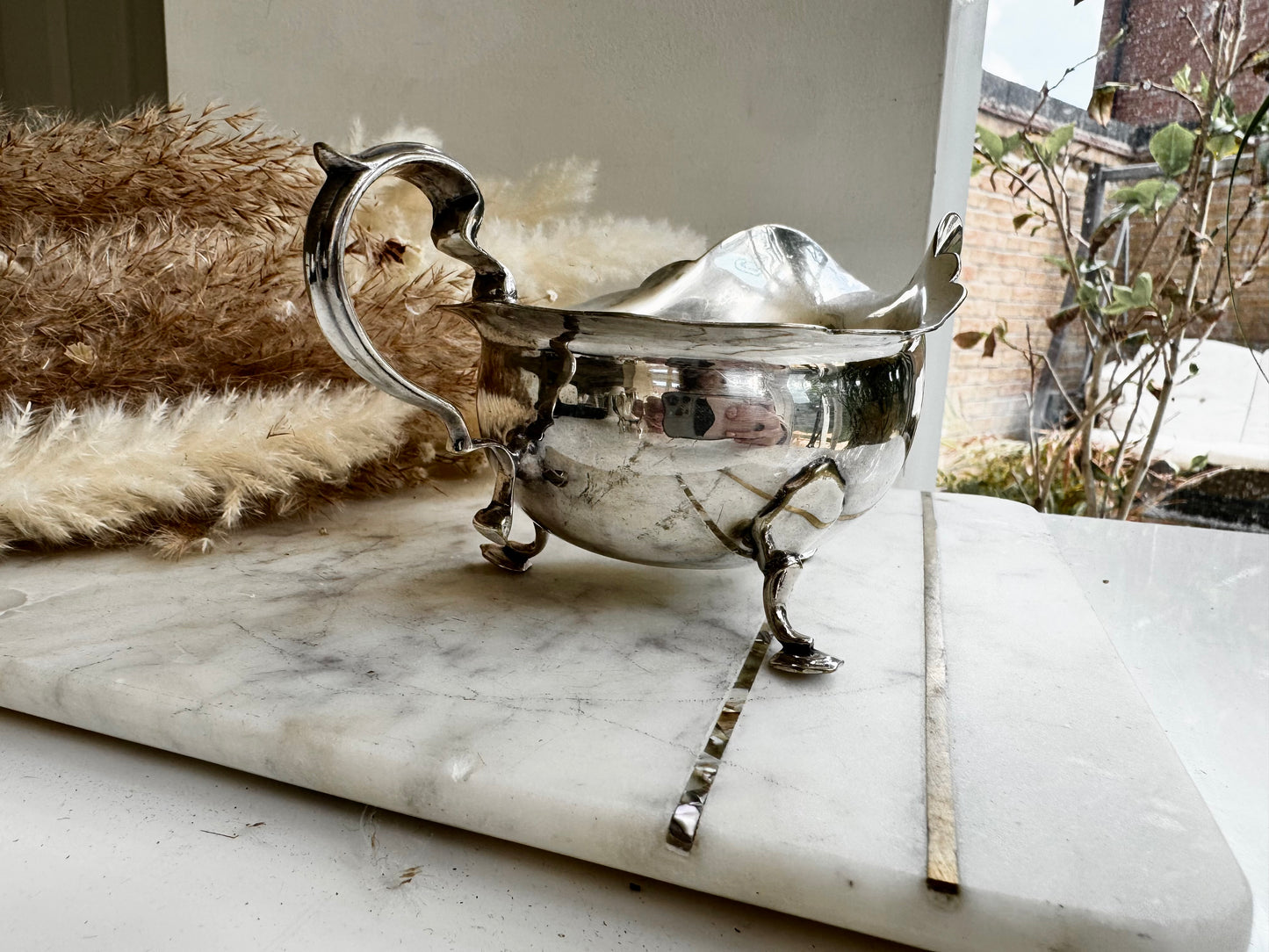 Antique English Silver-Plated Gravy Boat by James Dixon & Sons