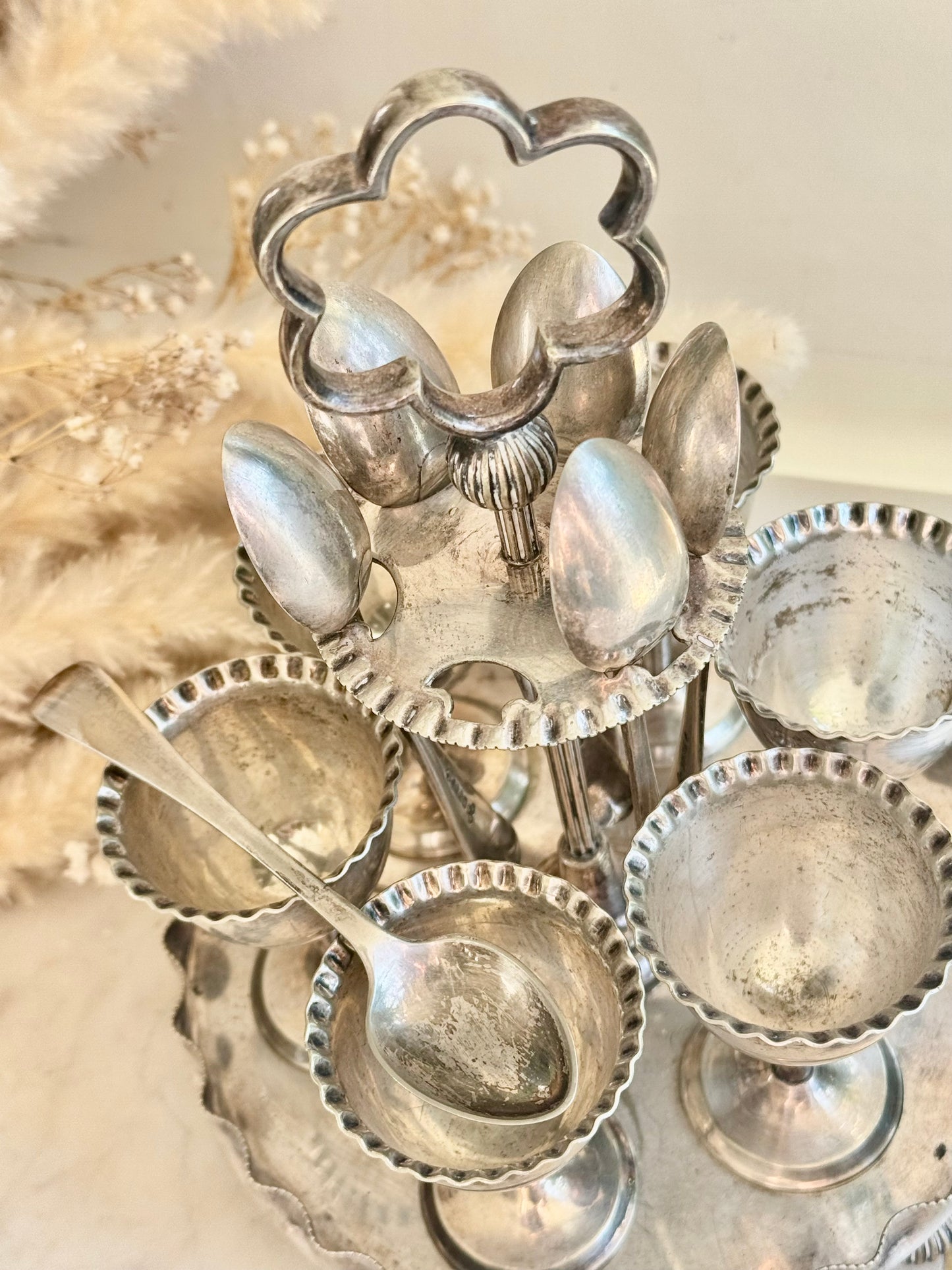 Antique Edwardian Silver Plated Egg Cruet Set by William Batt & Sons, c. 1900