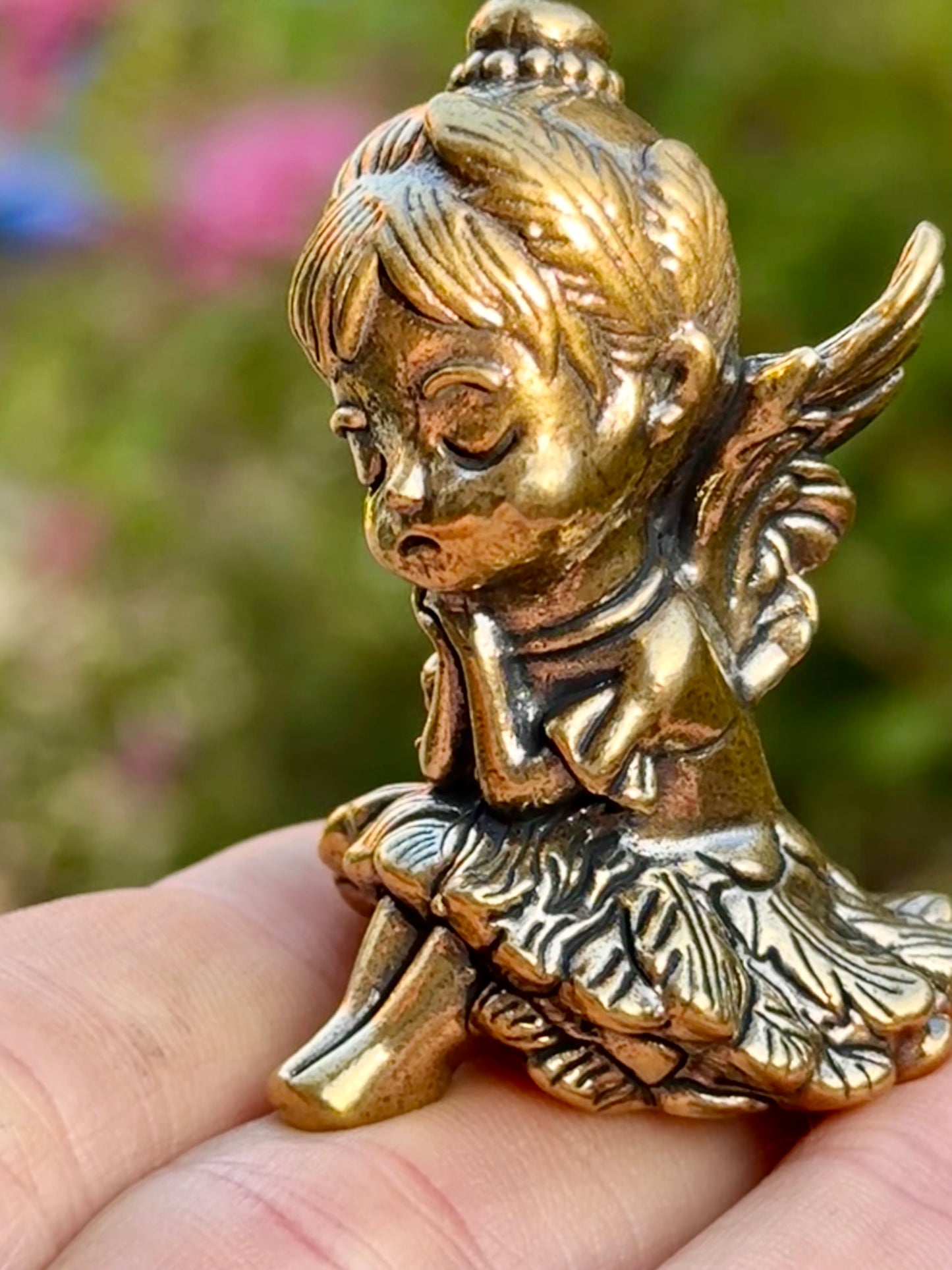 Whisper of a Dream, Brass Pixie Figurine – Sleeping Ballerina with Wings