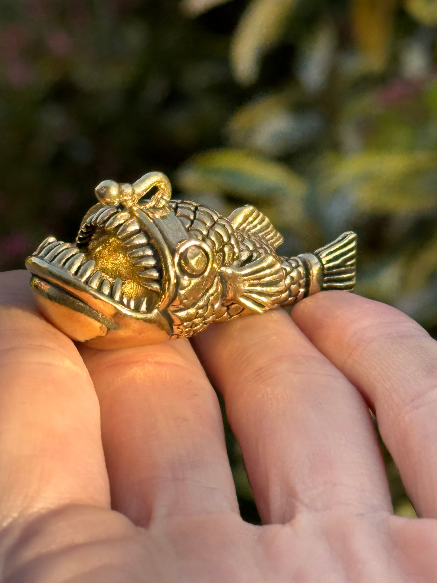 Brass Anglerfish Figurine – Deep Sea Monster Sculpture