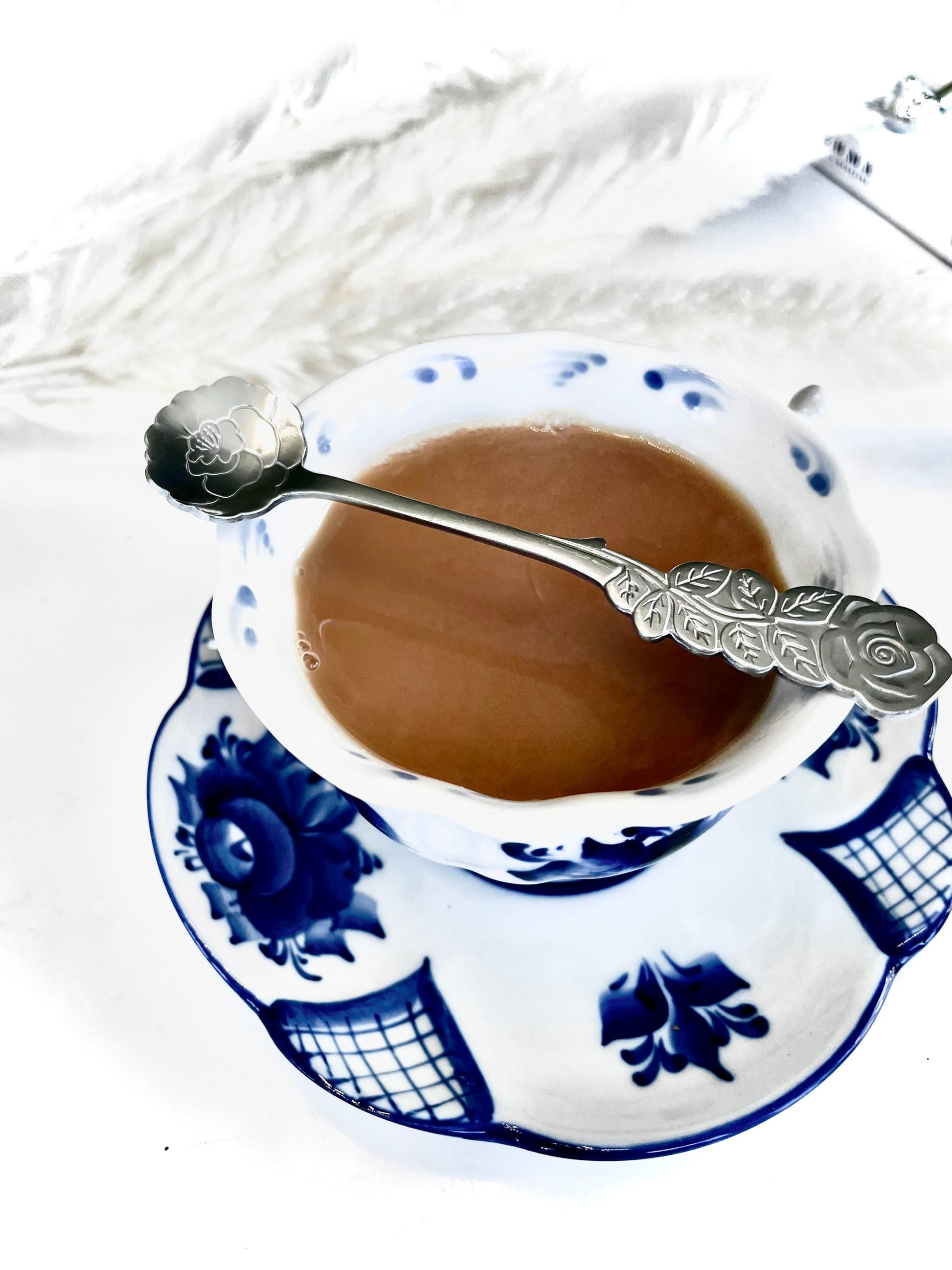 Elegant Tea Party Spoon Set of 8 Floral Desert Utensils, Regency Style Flatware, Nature-Inspired Gift for Her
