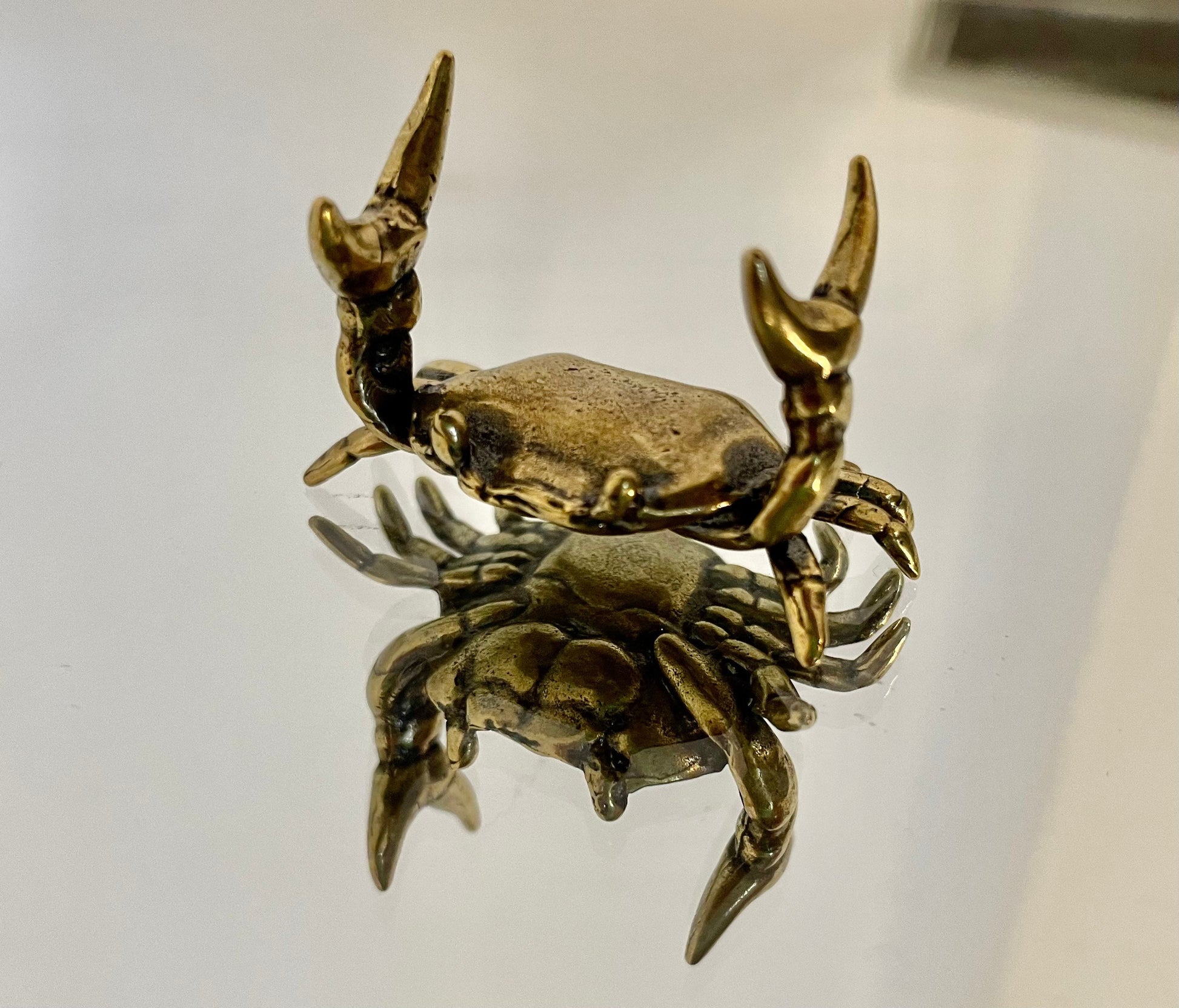Fine Lifelike, Solid Brass Crab Statue, Metal Dip Pen Rest, Fountain Pen Holder, Japanese Desk Accessory, Paperweight, Chopsticks holder