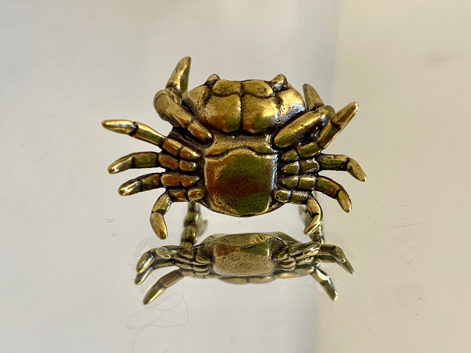 Fine Lifelike, Solid Brass Crab Statue, Metal Dip Pen Rest, Fountain Pen Holder, Japanese Desk Accessory, Paperweight, Chopsticks holder