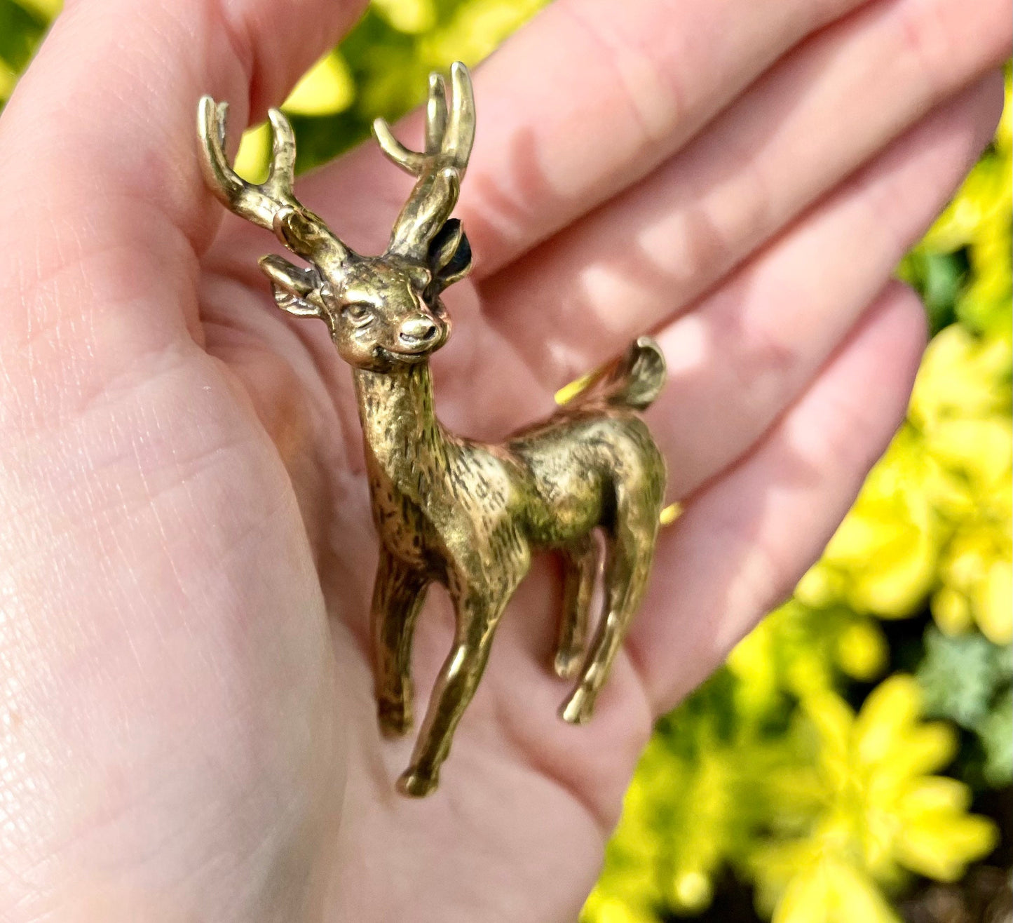Smiley noble deer, Fine lifelike brass figurine, Deer decor, Reindeer ornament, Cute Christmas gift, Gift for friend
