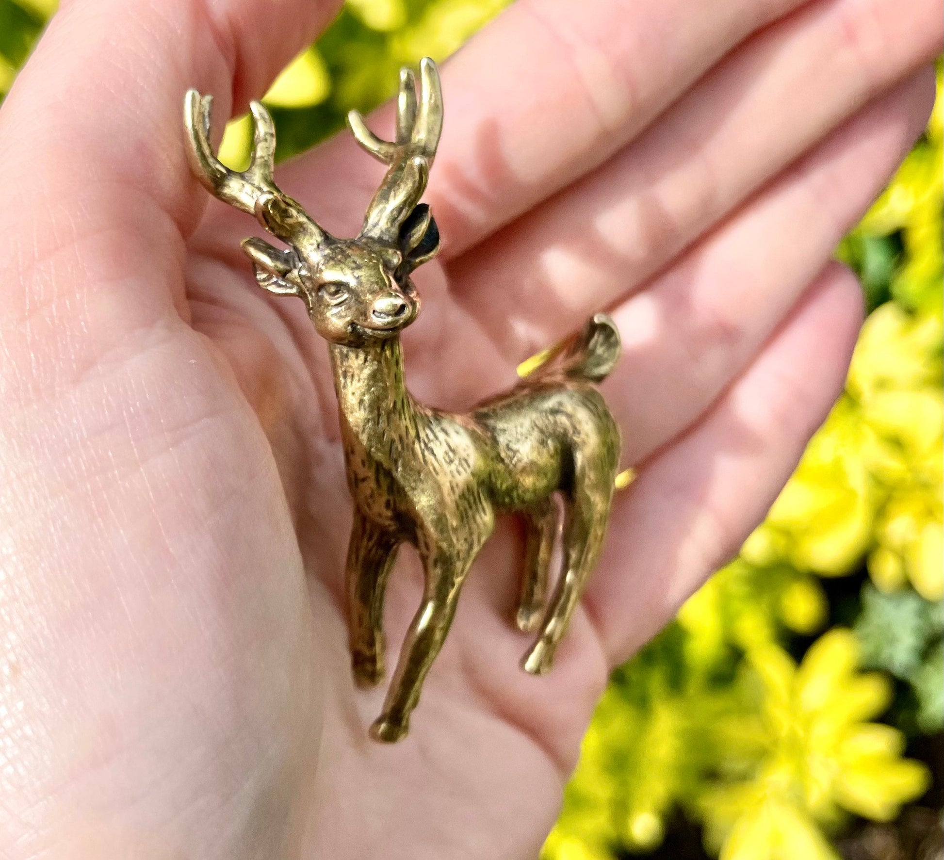 Smiley noble deer, Fine lifelike brass figurine, Deer decor, Reindeer ornament, Cute Christmas gift, Gift for friend