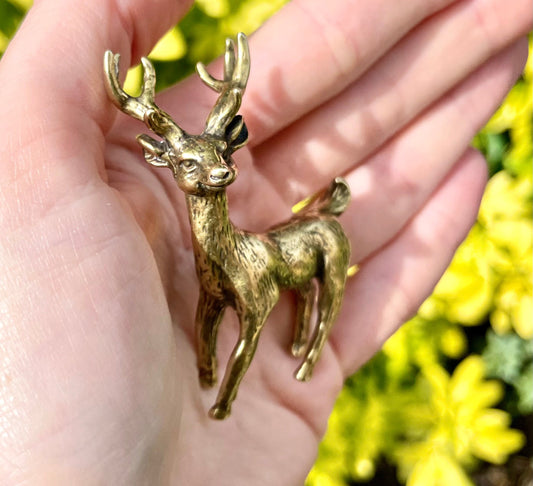 Smiley noble deer, Fine lifelike brass figurine, Deer decor, Reindeer ornament, Cute Christmas gift, Gift for friend