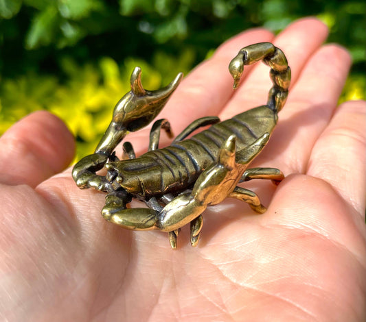 Scorpion figurine, Solid brass statue, Fountain pen rest, Chopsticks holder, Top desk decoration, Gift for boss, Gift for colleague