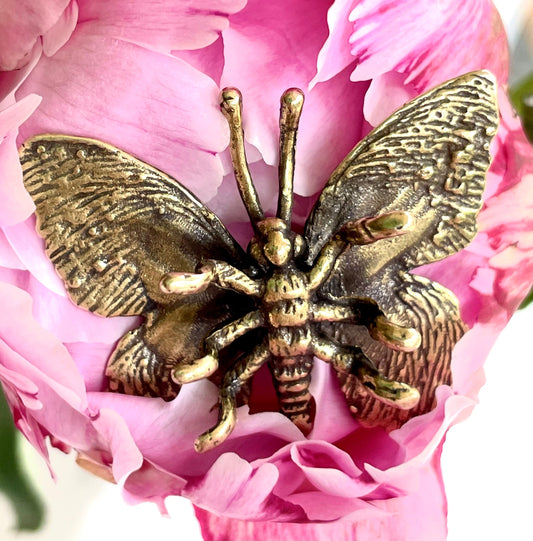 Fairy Butterfly metal figurine, Fine Lifelike solid brass statue, Fountain pen holder, desktop decor, gift for her, gift for colleague