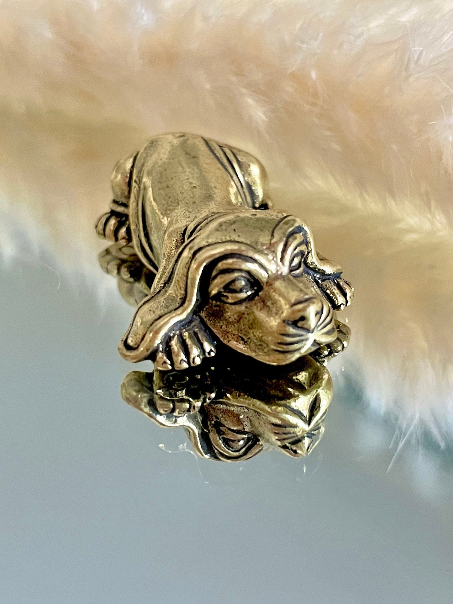 Playful Beagle metal statue, fine metal workmanship. solid brass figurine, creative paperweight, desktop ornament, lost wax casting