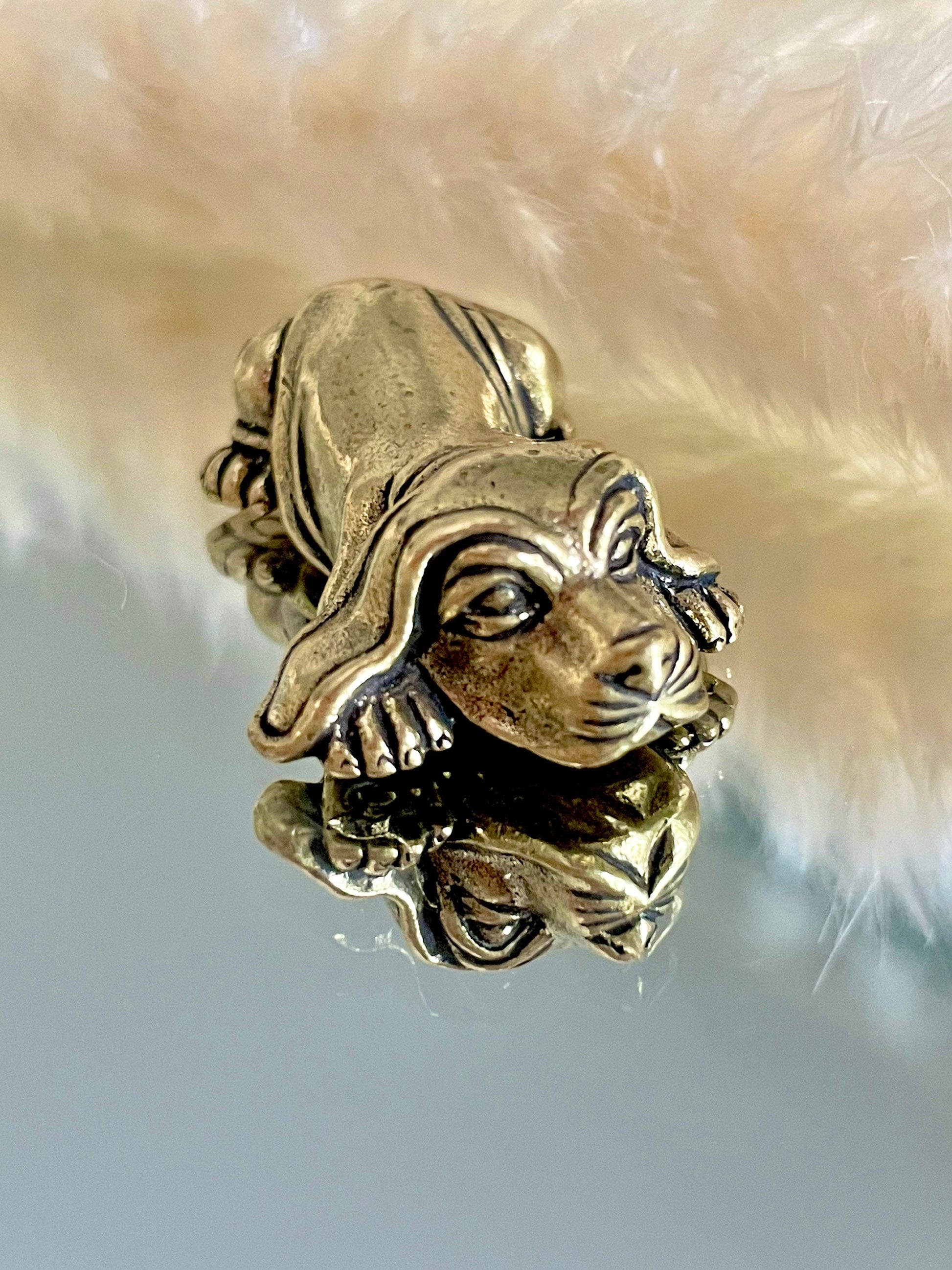Playful Beagle metal statue, fine metal workmanship. solid brass figurine, creative paperweight, desktop ornament, lost wax casting