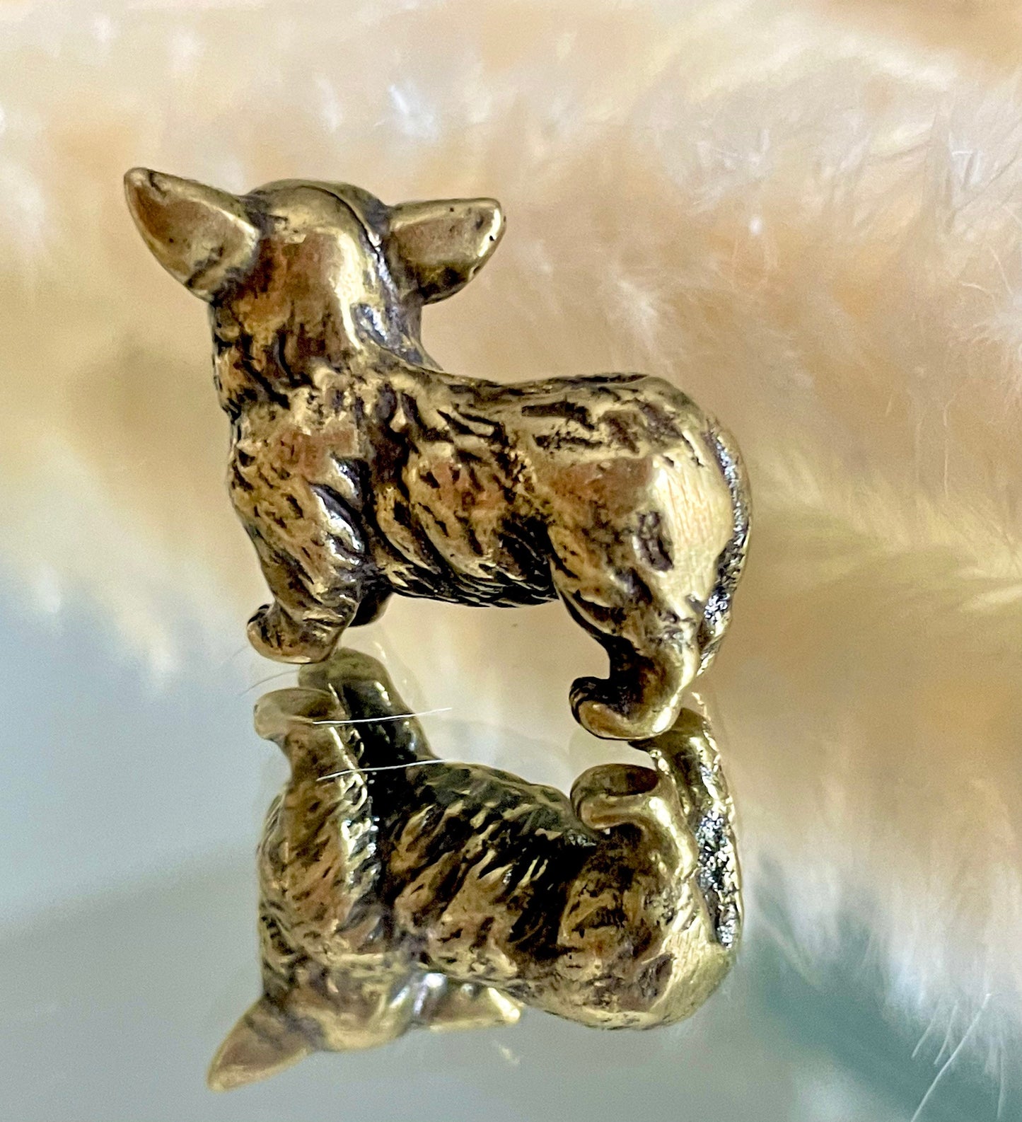 Fairy Welsh Corgi Pembroke figurine, solid brass figurine of Low Poly Dog, Baby corgi decoration, Unique Gift for Corgi Lovers