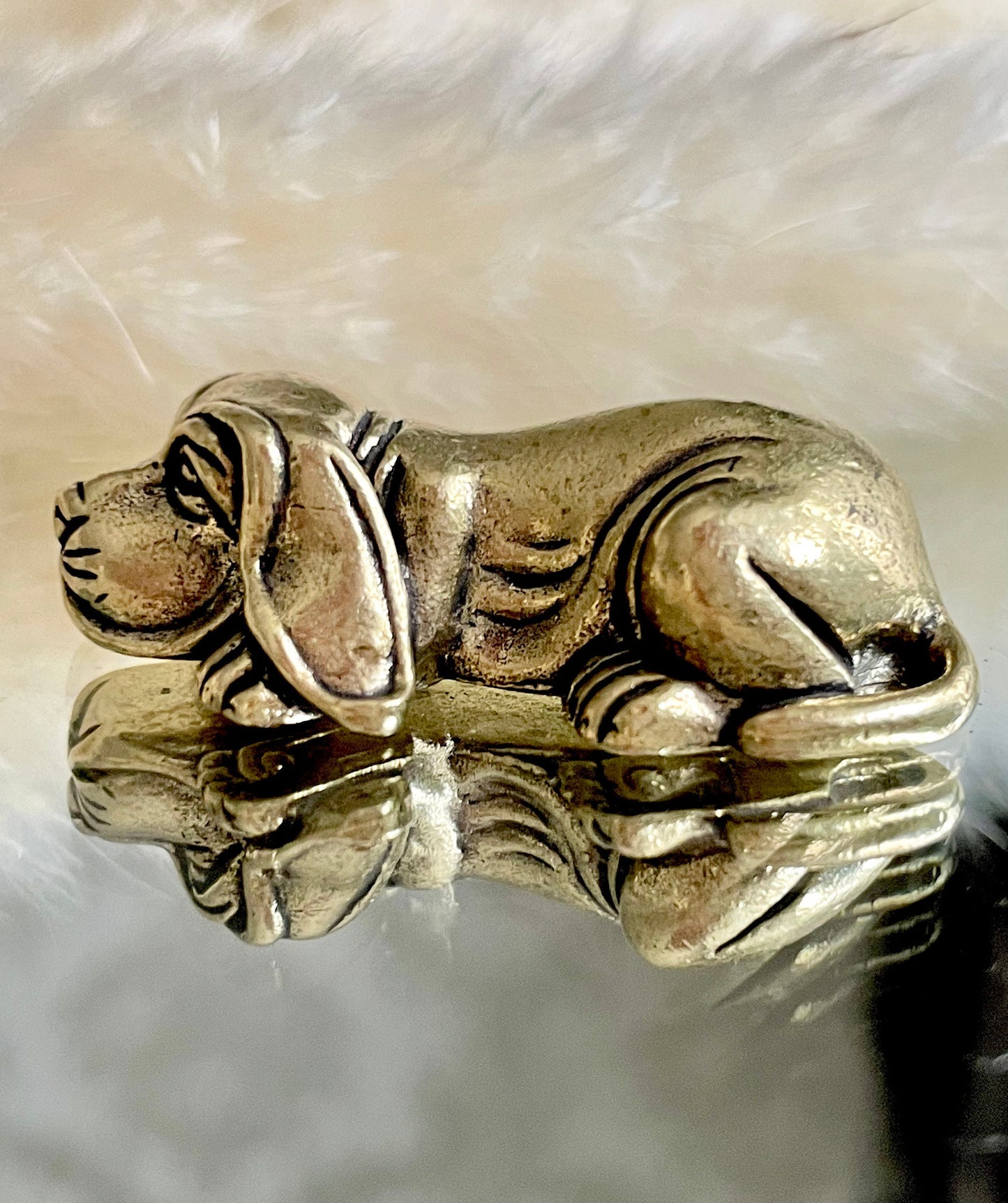 Playful Beagle metal statue, fine metal workmanship. solid brass figurine, creative paperweight, desktop ornament, lost wax casting