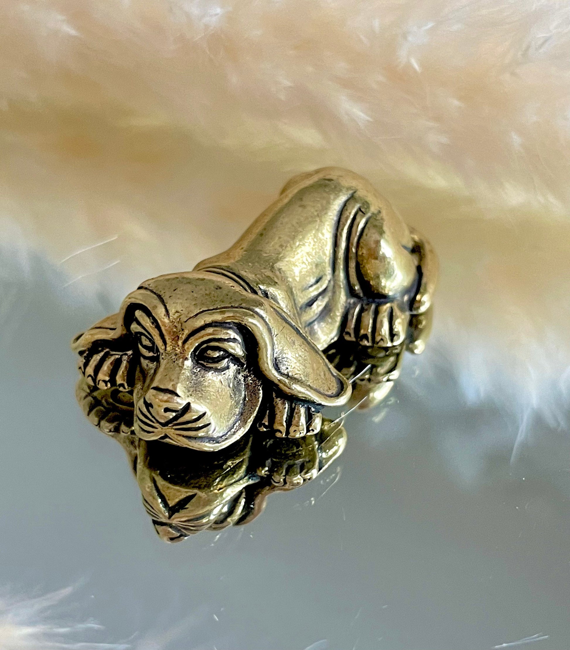 Playful Beagle metal statue, fine metal workmanship. solid brass figurine, creative paperweight, desktop ornament, lost wax casting