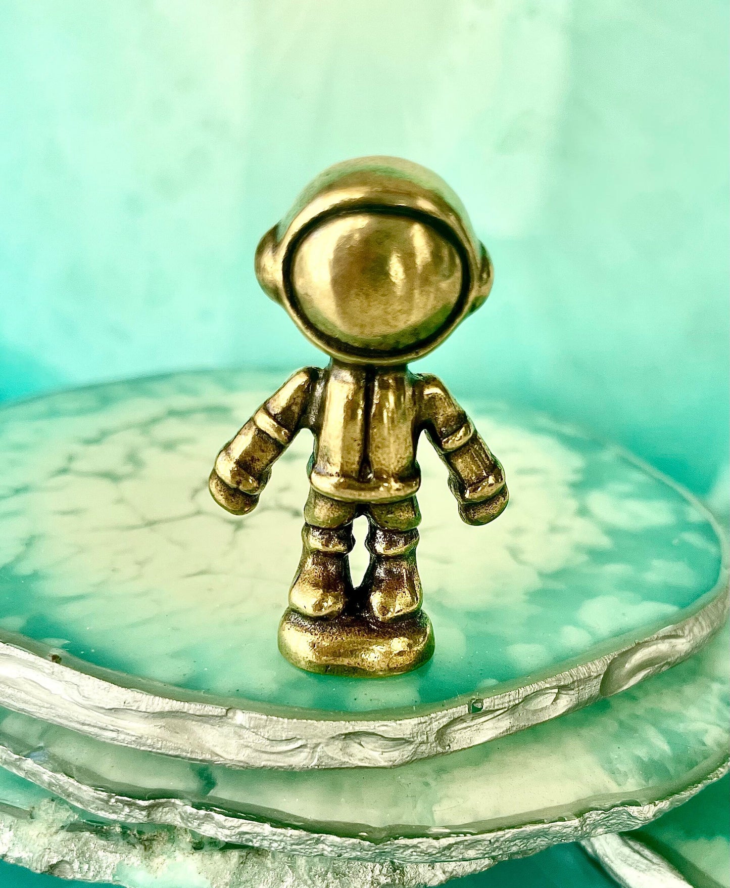 Wandering Astronaut, Solid Brass Cast Spaceman Figurine, Lost Wax Casting, Craft Figurine, Space lover gift, Alien figurine