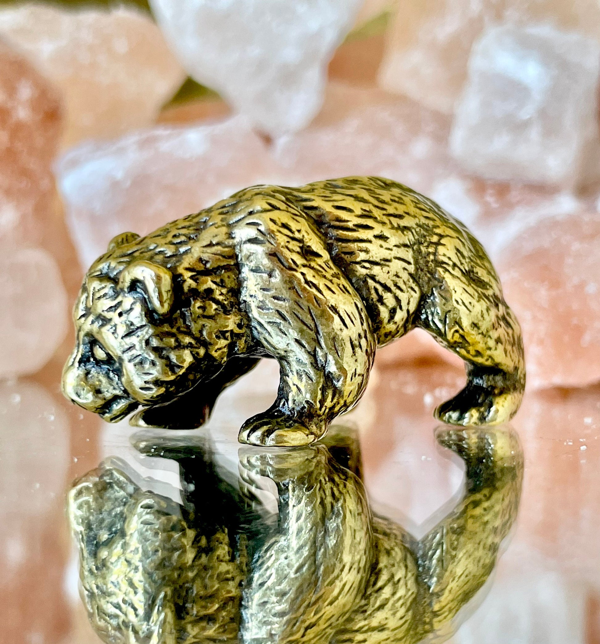 Little bear figurine, solid brass figurine, metal bear, winter animal gift, Christmas gift, Cute gift, Desktop ornament, Stocking filler