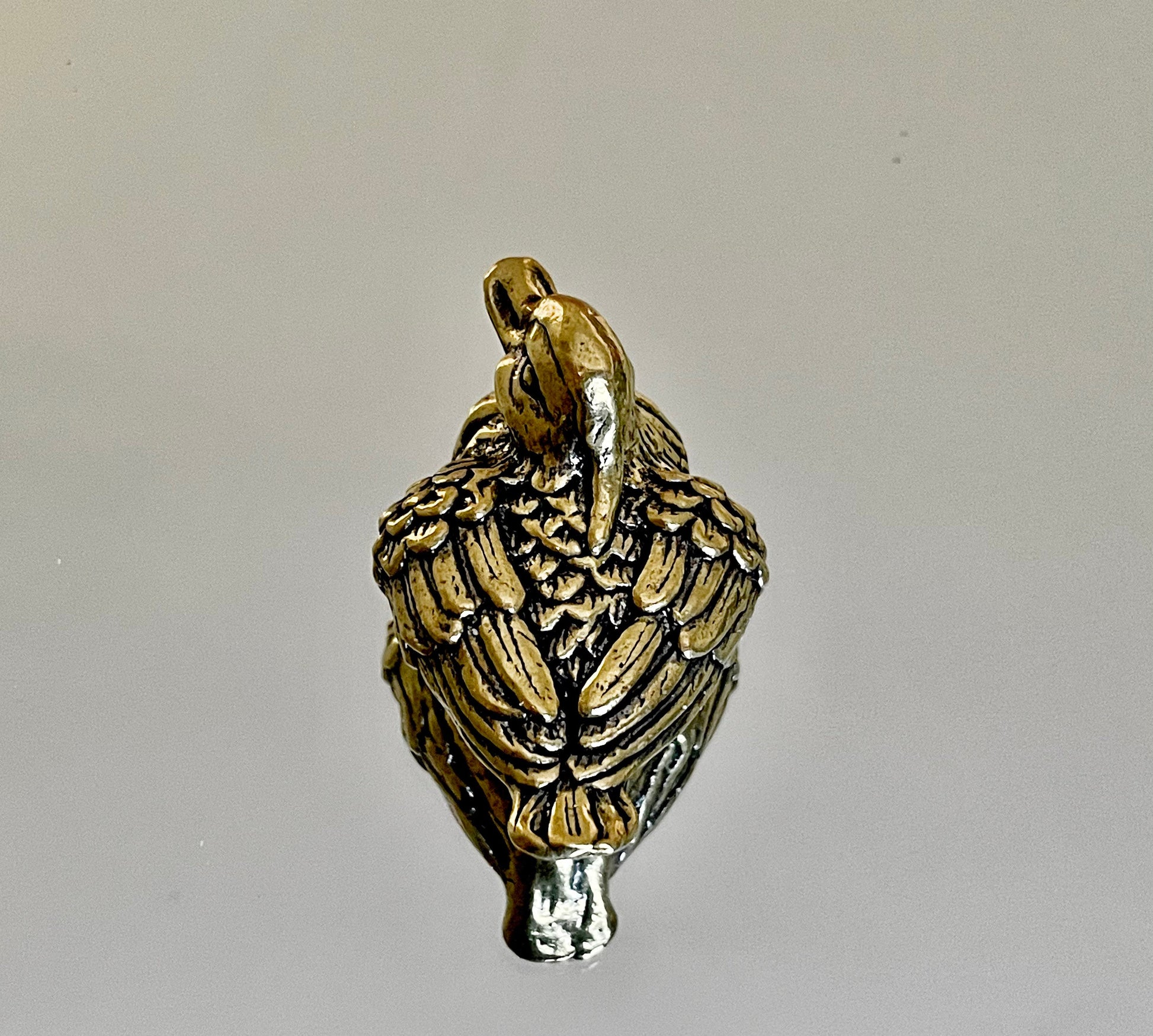 Brass Mandarin Duck, solid brass metal figurine, Paperweight, Feng Shui, Desktop ornament, Japanese style figurine