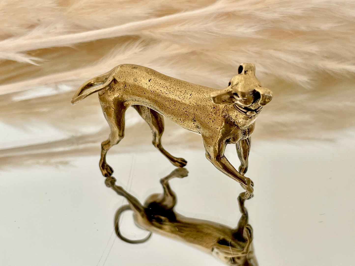 Hound dog figurine, Fine lifelike solid brass statuette, Desktop decoration, whippets dog statuette, traditional style dog, Beautiful gift