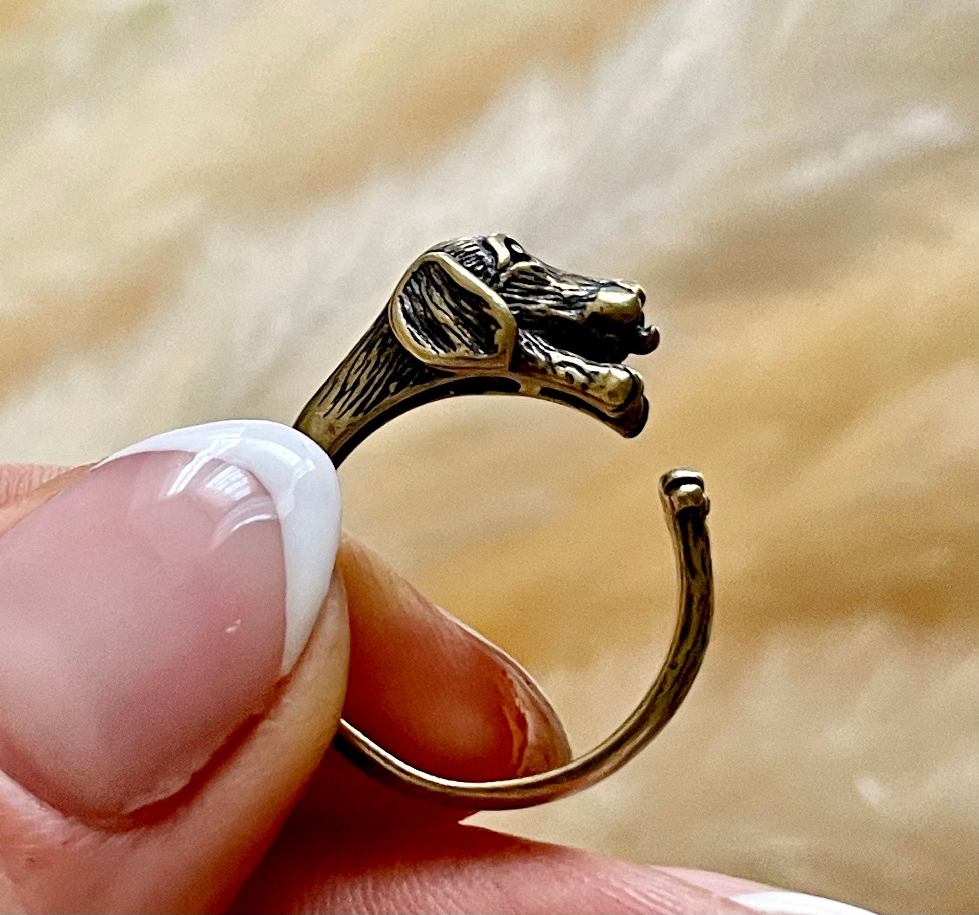 Sausage dog gift, Adjustable ring, solid brass metal craft, brass ring, Cute little gift, gift for dog lovers