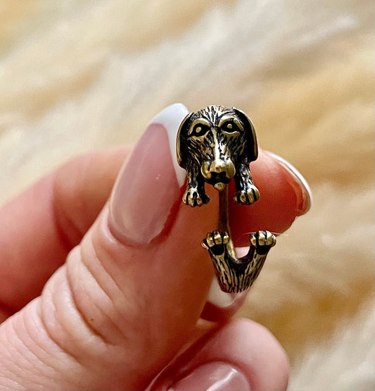 Sausage dog gift, Adjustable ring, solid brass metal craft, brass ring, Cute little gift, gift for dog lovers