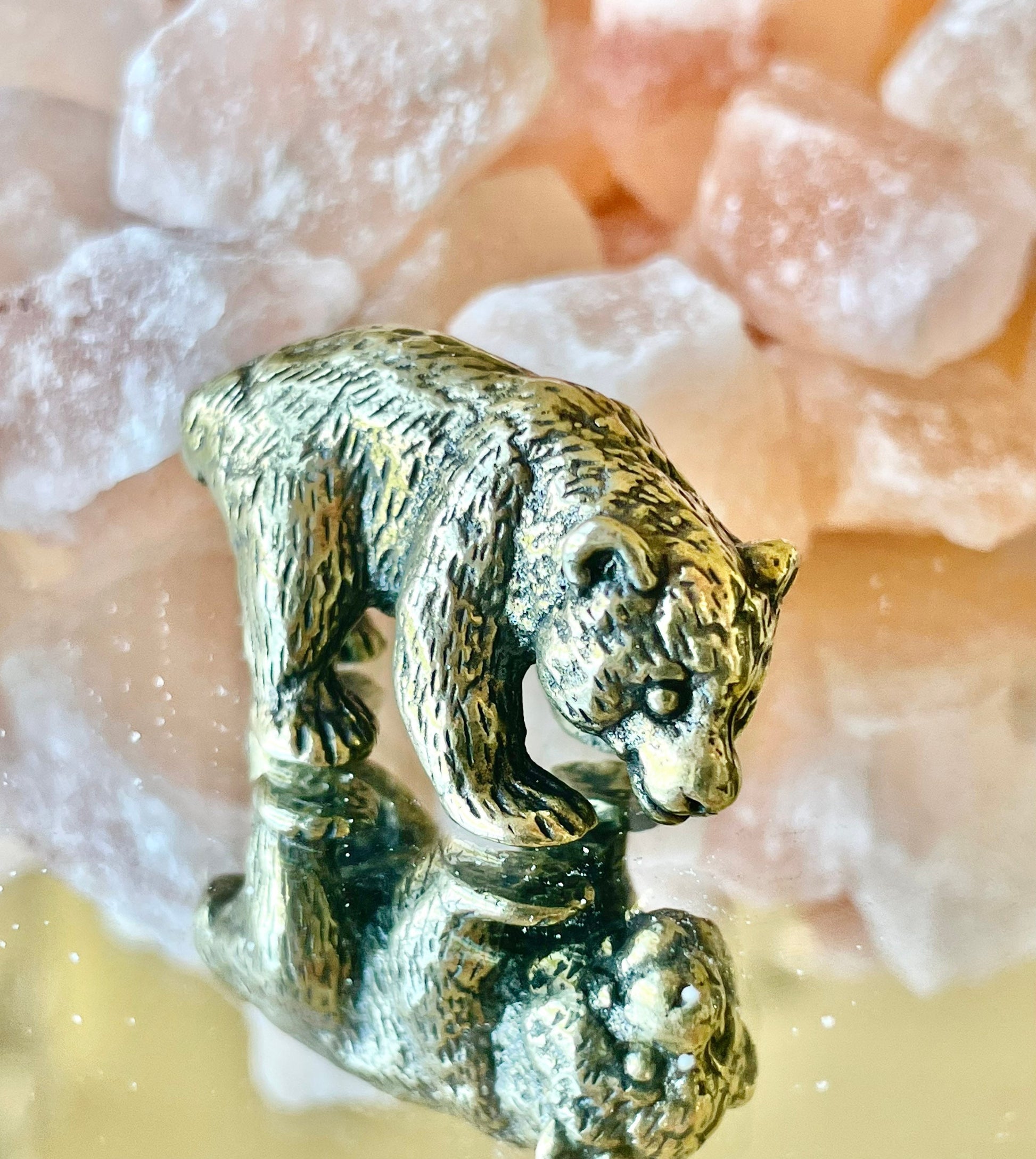 Little bear figurine, solid brass figurine, metal bear, winter animal gift, Christmas gift, Cute gift, Desktop ornament, Stocking filler