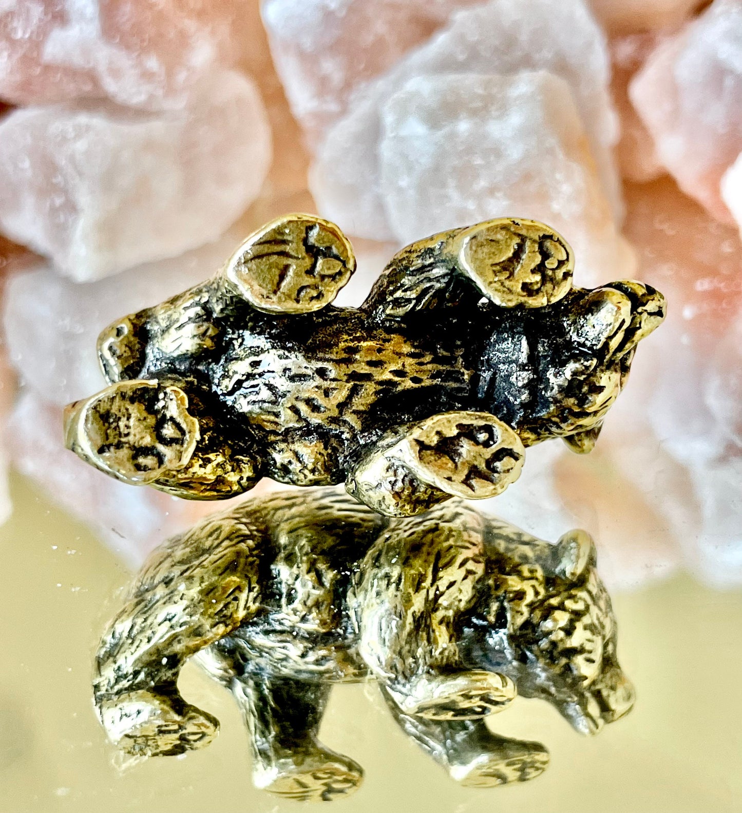 Little bear figurine, solid brass figurine, metal bear, winter animal gift, Christmas gift, Cute gift, Desktop ornament, Stocking filler