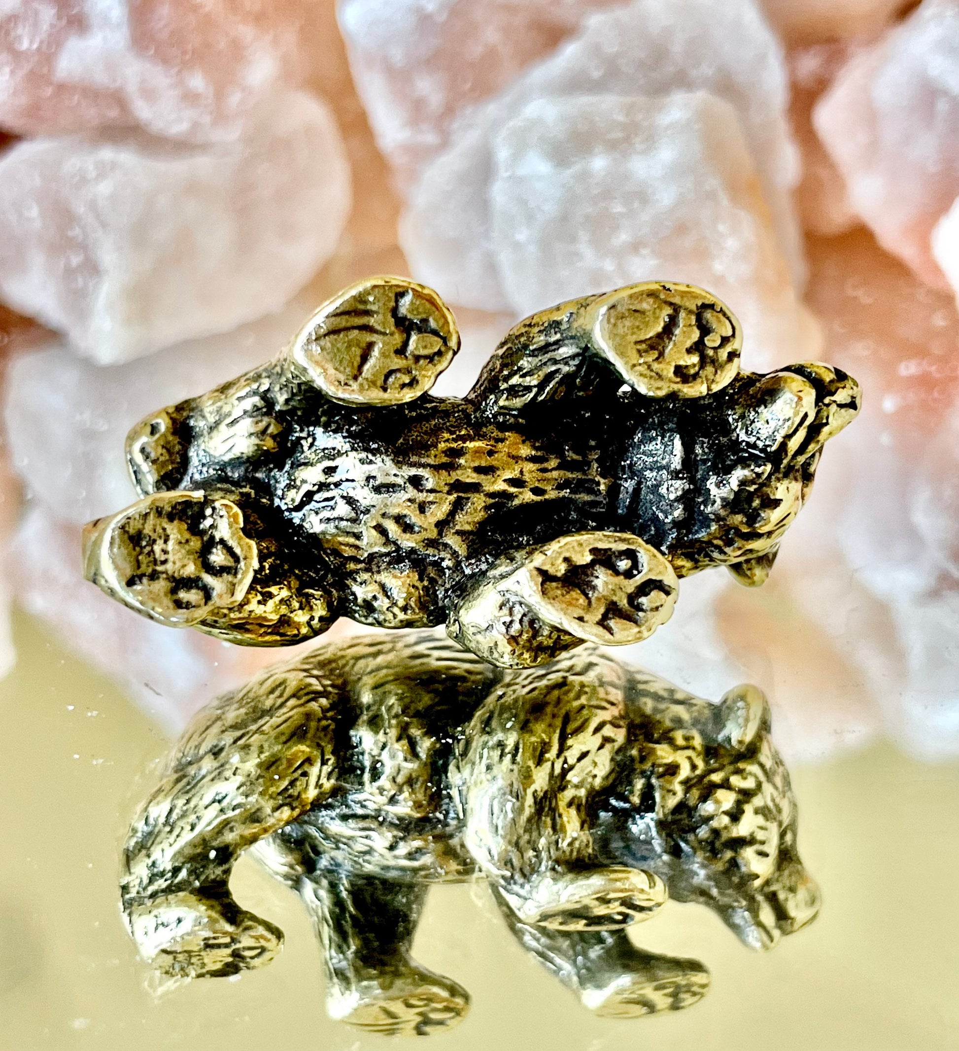 Little bear figurine, solid brass figurine, metal bear, winter animal gift, Christmas gift, Cute gift, Desktop ornament, Stocking filler