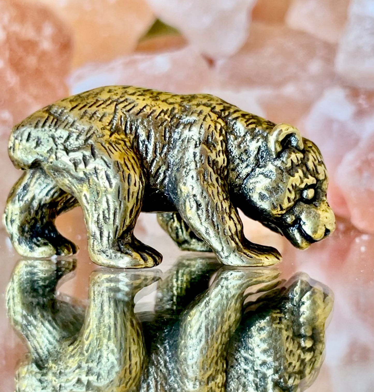 Little bear figurine, solid brass figurine, metal bear, winter animal gift, Christmas gift, Cute gift, Desktop ornament, Stocking filler