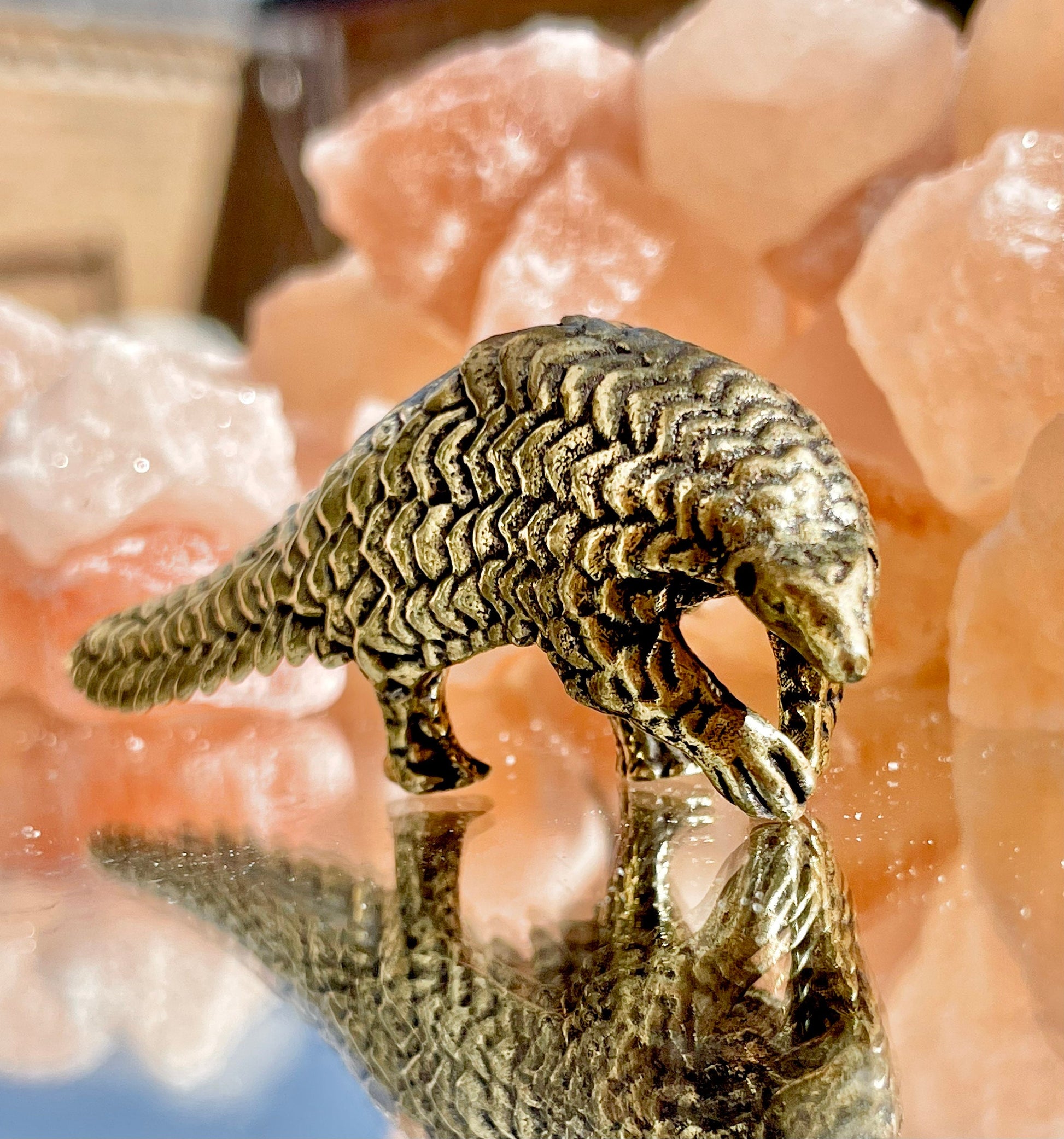 Pangolin metal Solid Brass Figurine, paperweight, desktop ornament, home decoration, cute Pangolin, Novelty gift