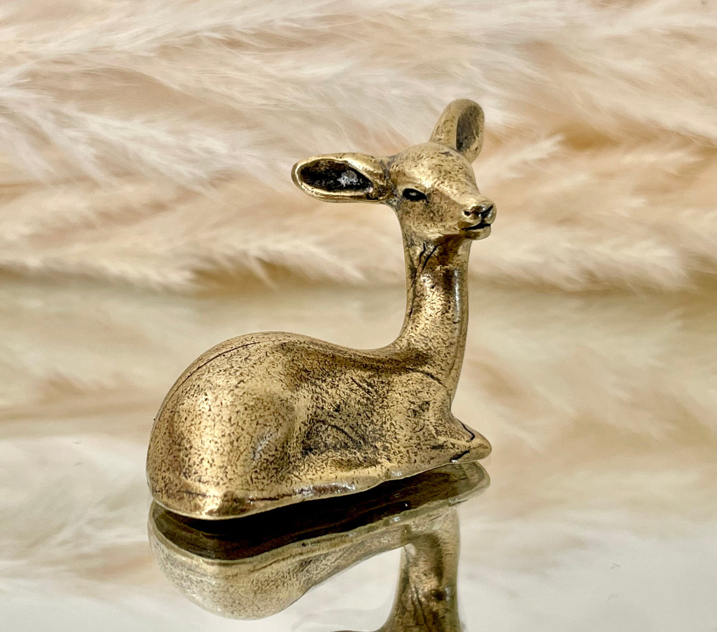 Elegant deer Statuette, Fine solid brass statuette, Fawn Bambi figurine, Fountain pen rest, Brush holder, Gift for her, Christmas gift