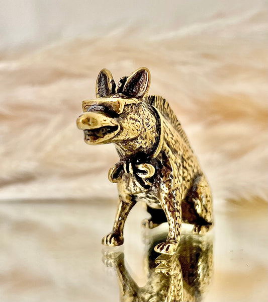 Hyena figurine, Fine solid brass figurine, Novelty figurine, cool hyena ornament, creative funny gift, Gift for friend, Stocking filler