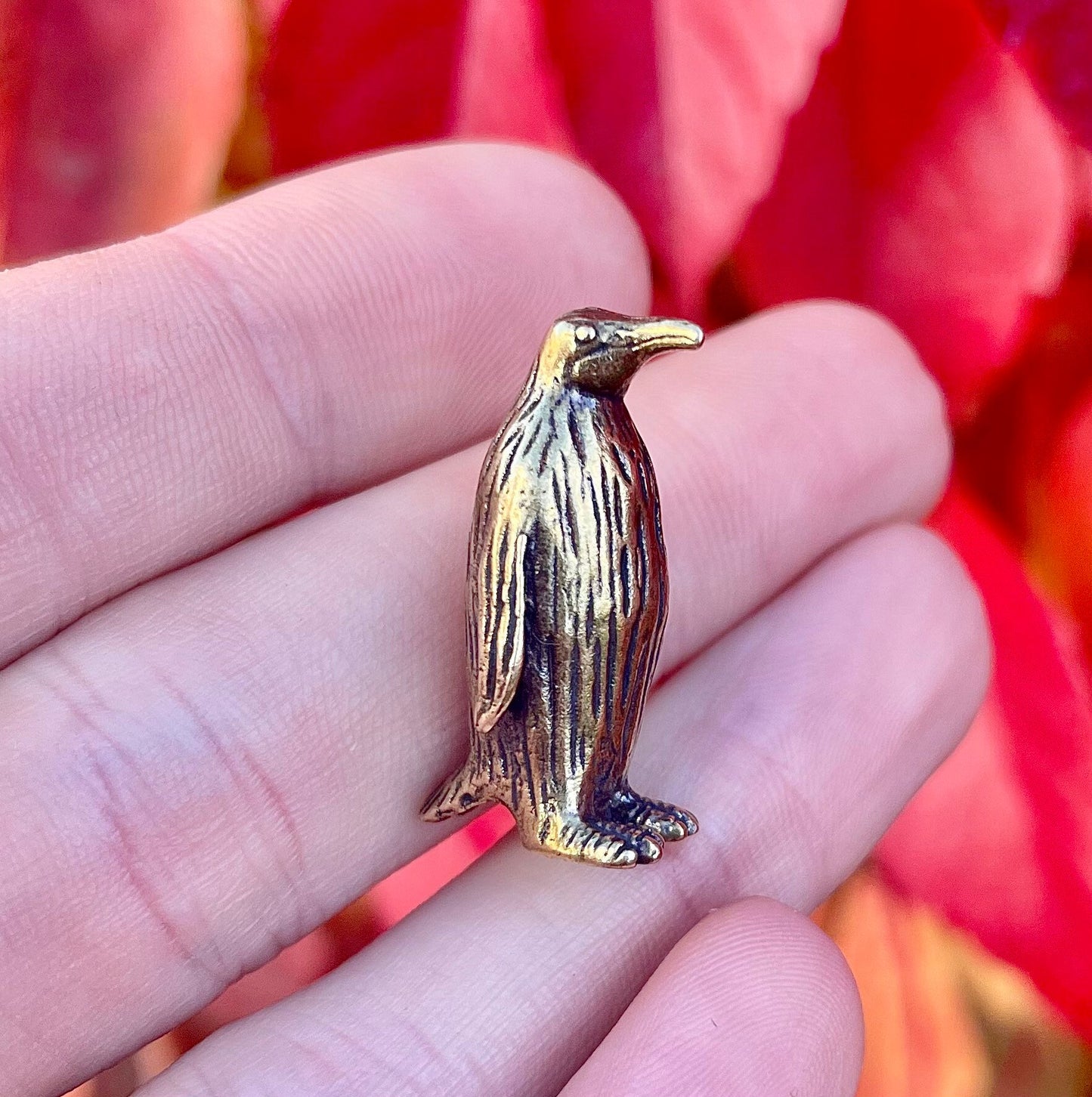 Little Penguin figurine, Fine craftsmanship solid brass figurine baby emperor penguin adorable little gift desktop ornament