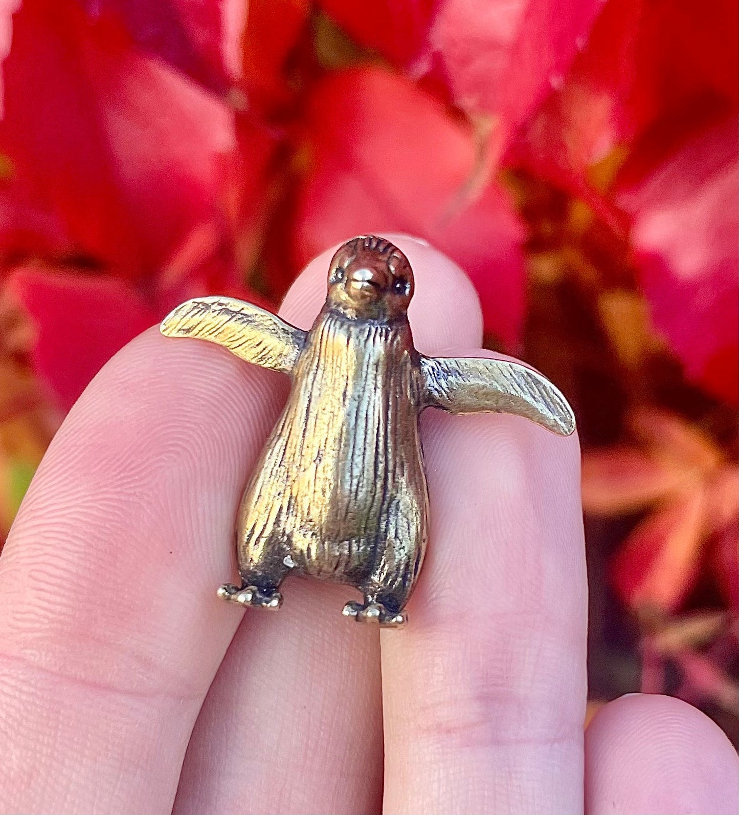 Little Penguin figurine, Fine craftsmanship solid brass figurine baby emperor penguin adorable little gift desktop ornament
