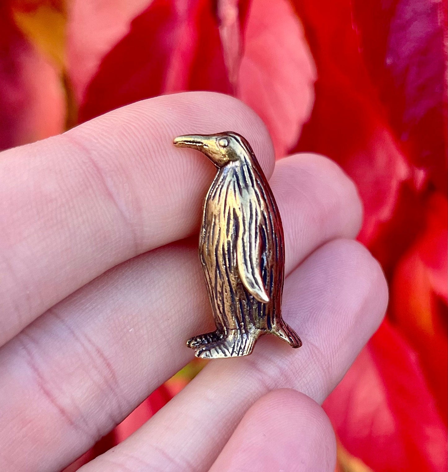 Little Penguin figurine, Fine craftsmanship solid brass figurine baby emperor penguin adorable little gift desktop ornament