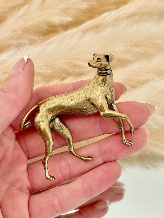 Hound dog figurine, Fine lifelike solid brass statuette, Desktop decoration, whippets dog statuette, traditional style dog, Beautiful gift