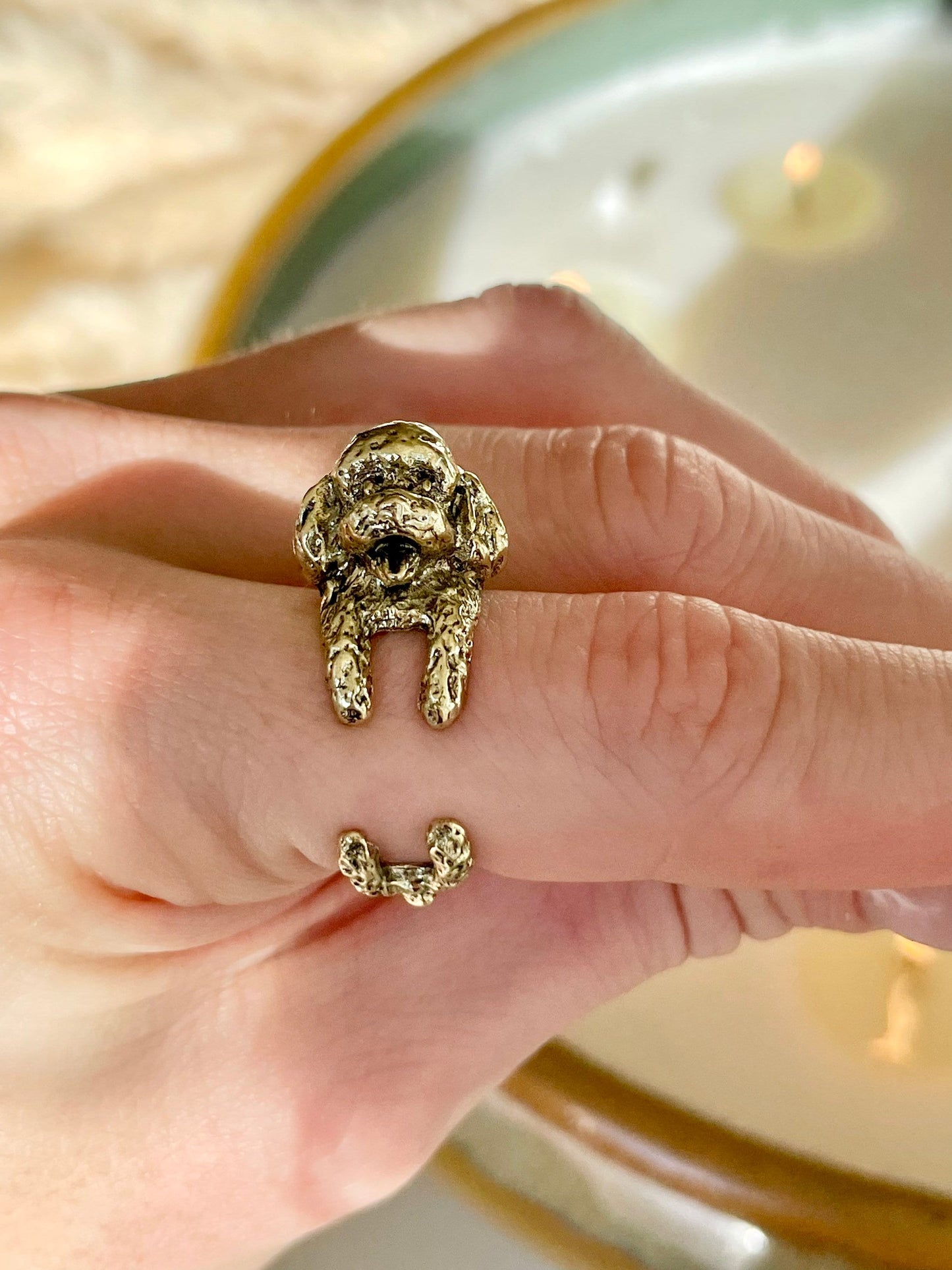 Adjustable Poodle Ring, Brass Ring, Dog ring, Cocopoo Jewelry, Cute animal ring, Animal Ring, Unisex Ring, poodle gift for Christmas