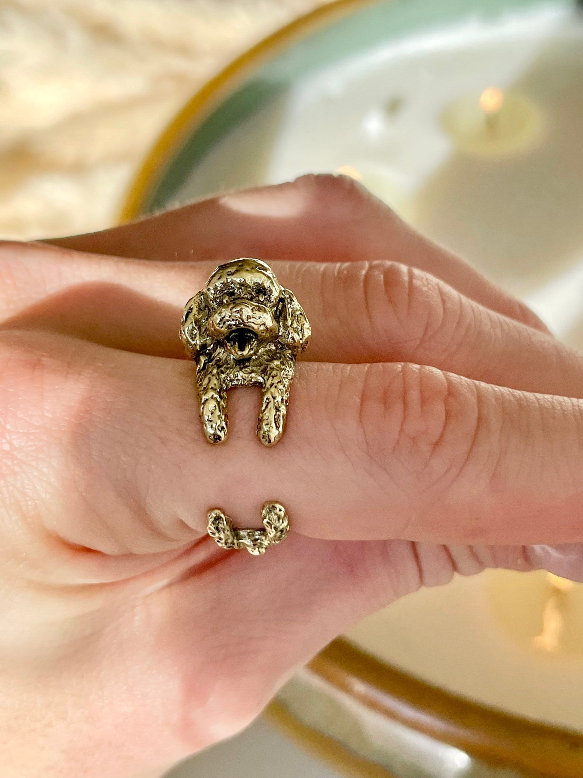 Adjustable Poodle Ring, Brass Ring, Dog ring, Cocopoo Jewelry, Cute animal ring, Animal Ring, Unisex Ring, poodle gift for Christmas