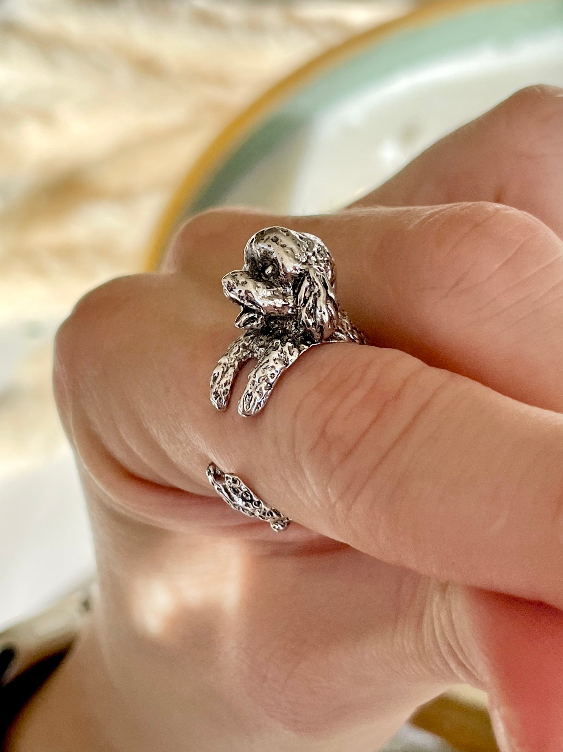 Adjustable Poodle Ring, Brass Ring, Dog ring, Cocopoo Jewelry, Cute animal ring, Animal Ring, Unisex Ring, poodle gift for Christmas