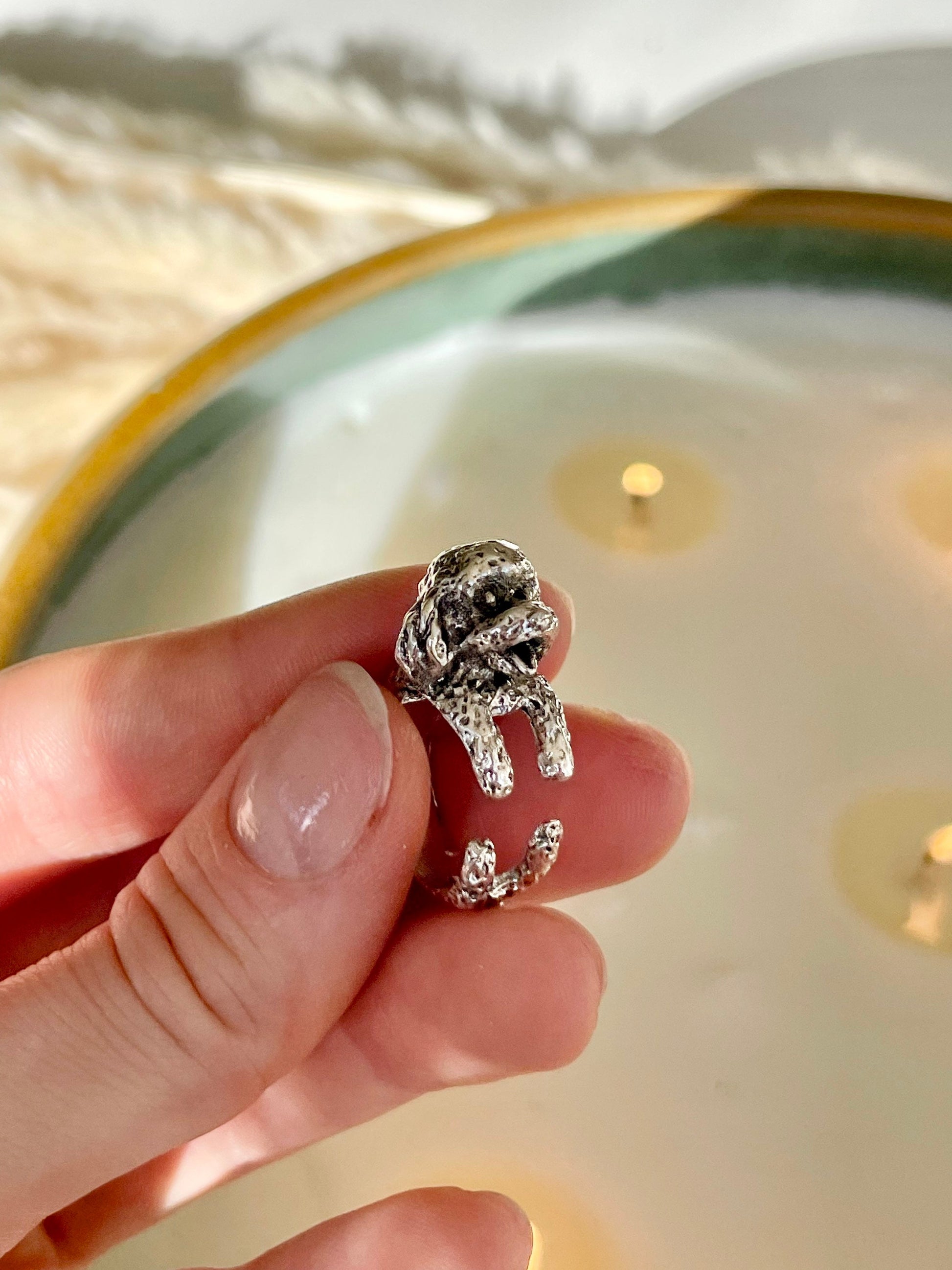 Adjustable Poodle Ring, Brass Ring, Dog ring, Cocopoo Jewelry, Cute animal ring, Animal Ring, Unisex Ring, poodle gift for Christmas