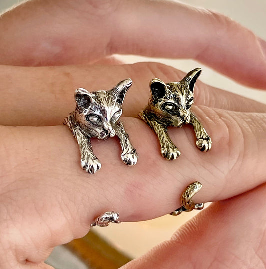 Adjustable Cat Ring, Brass Ring, Cozy cat ring, Cat Jewellery, Cute animal ring, Animal Ring, Cat gift for Christmas